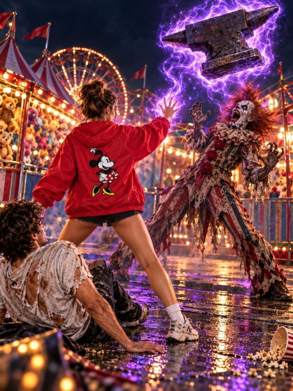 VTG Y2K Disneyland Resort Minnie Mouse Jacket XXL Red Hooded Embroidered